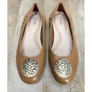 Clarks Loreleigh Ave Ballet Flats Shoes Women’s 8.5W Dusty Tan Leather 26177375